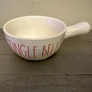 Rae Dunn Christmas Holiday JINGLE BELLS Soup Bowl with west handle Ceramic NEW